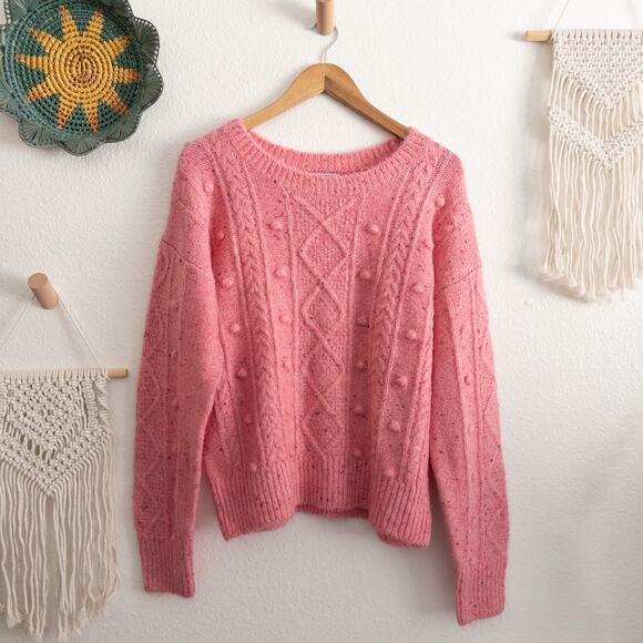 Old Navy Festive Craft Bright Pink Wool Blend Pullover Sweater Size Small Tall - Picture 2 of 8